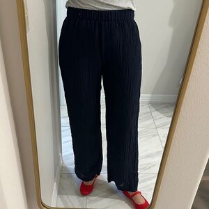 Navy Blue Crinkle Pants